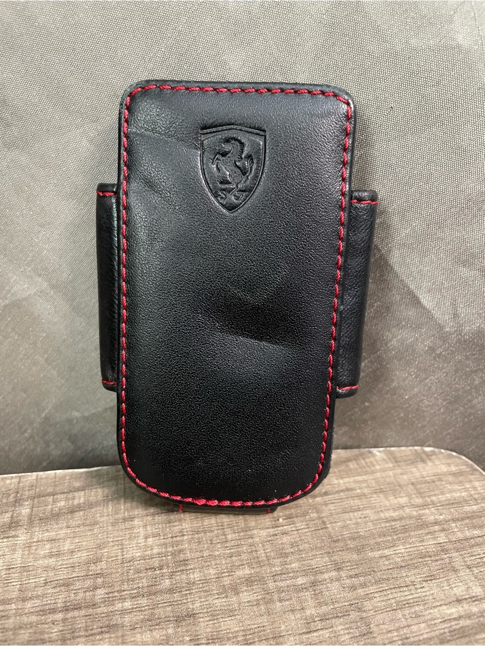 Vintage Ferrari Motorola Nextel Leather Phone Pouch Case - Black & Red